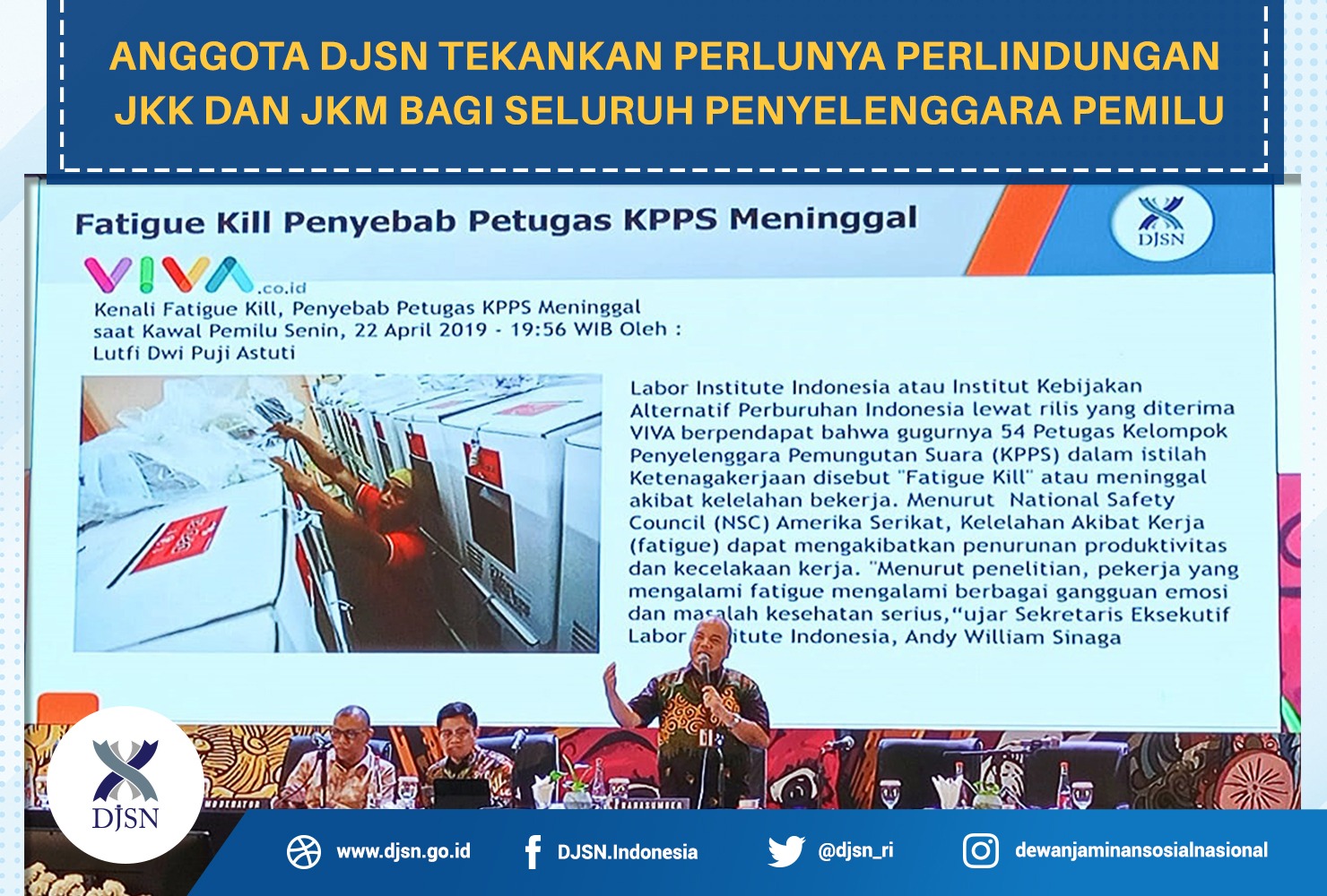Anggota DJSN Tekankan Perlunya Perlindungan JKK dan JKM Bagi Seluruh Penyelenggara Pemilu